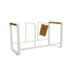 Wooden Handle White Metal Rack