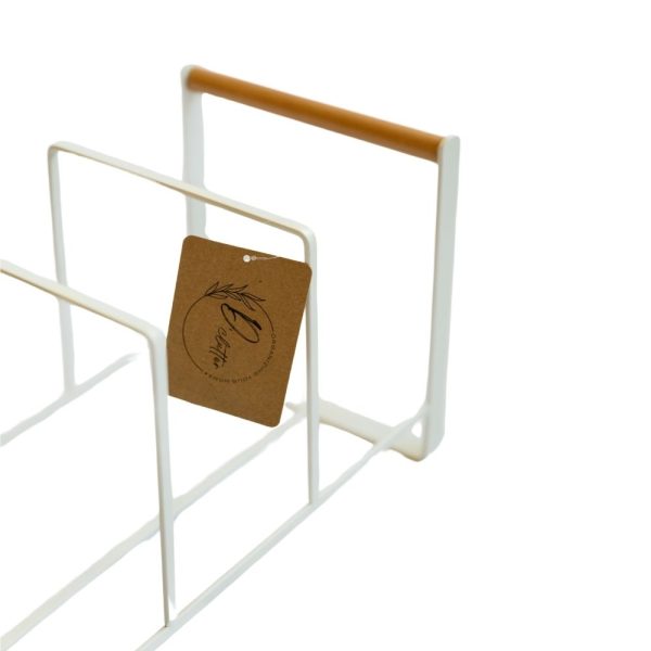 Wooden Handle White Metal Rack