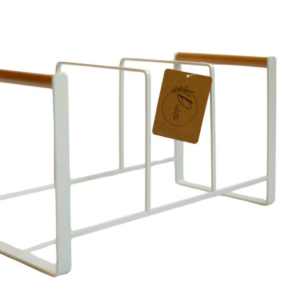 Wooden Handle White Metal Rack